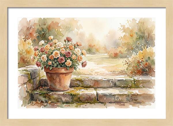 Miniature Roses In Terracotta Pot