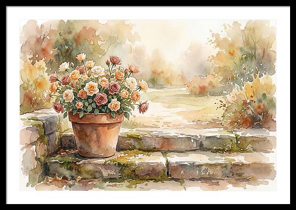 Miniature Roses In Terracotta Pot