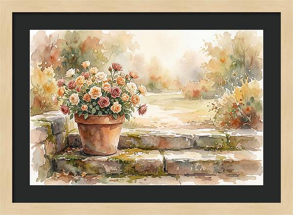 Miniature Roses In Terracotta Pot