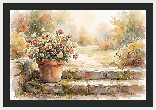 Miniature Roses In Terracotta Pot