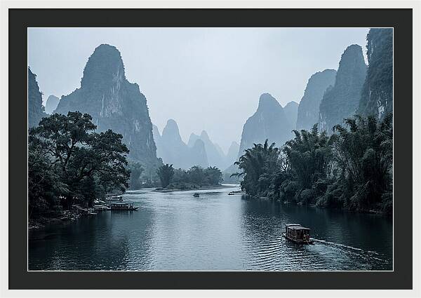 Misty Karst Peaks Over Li River