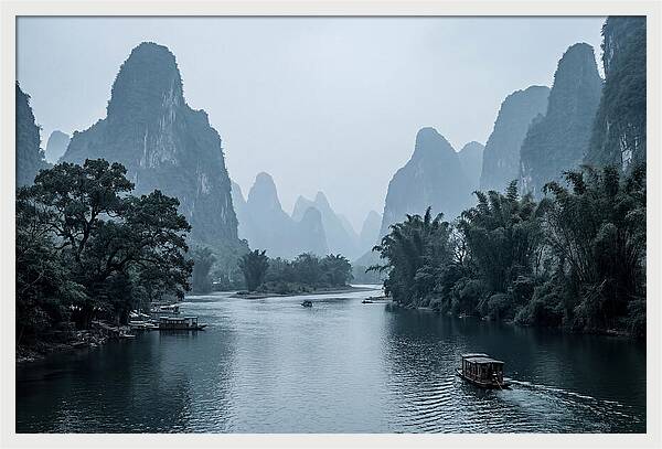 Misty Karst Peaks Over Li River
