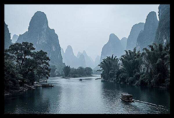 Misty Karst Peaks Over Li River