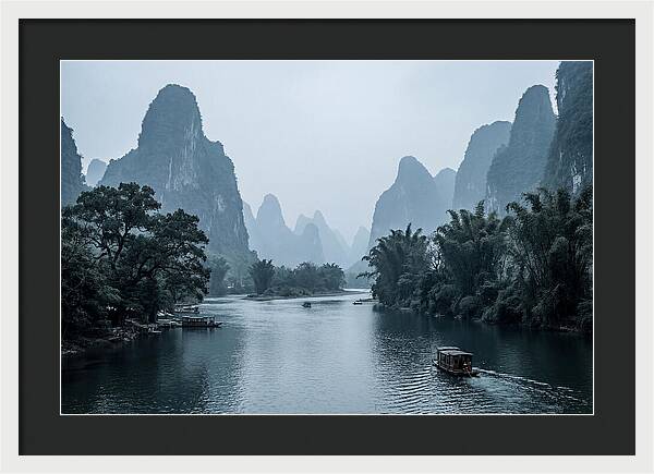 Misty Karst Peaks Over Li River
