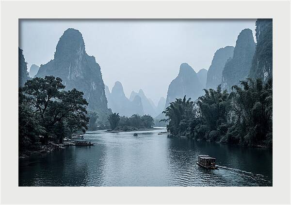 Misty Karst Peaks Over Li River