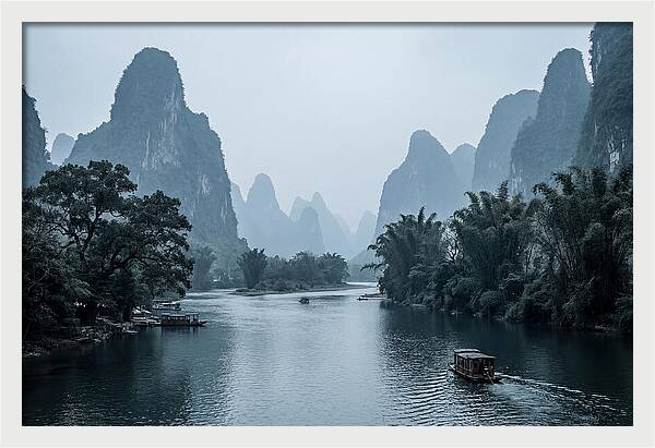 Misty Karst Peaks Over Li River