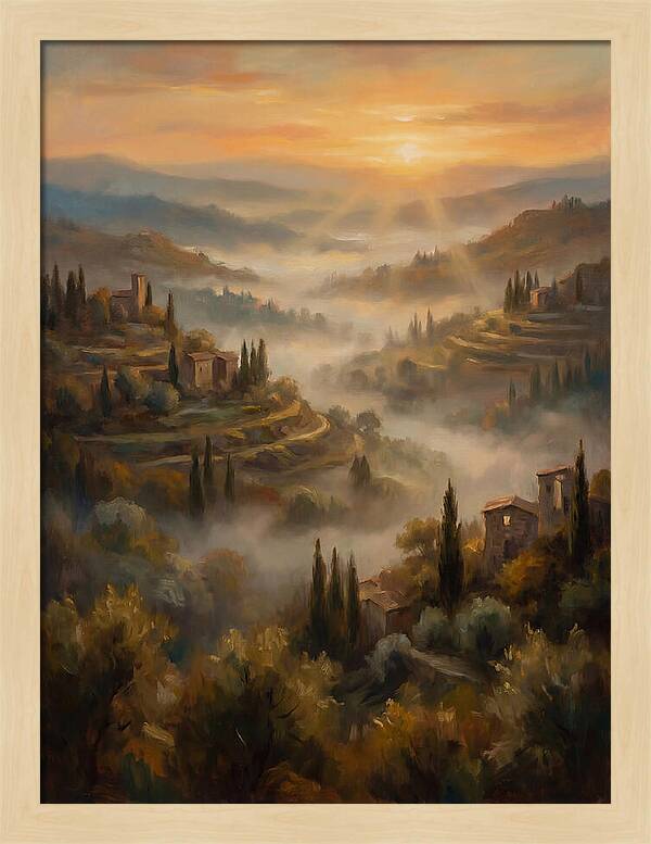 Misty Mediterranean Valley At Dawn