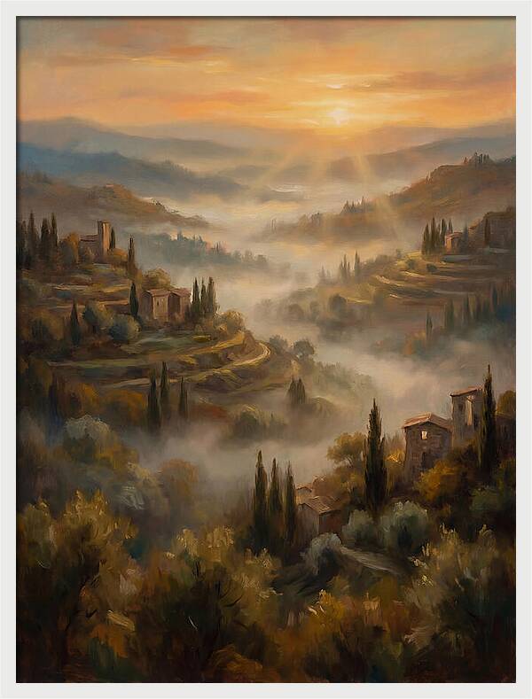Misty Mediterranean Valley At Dawn