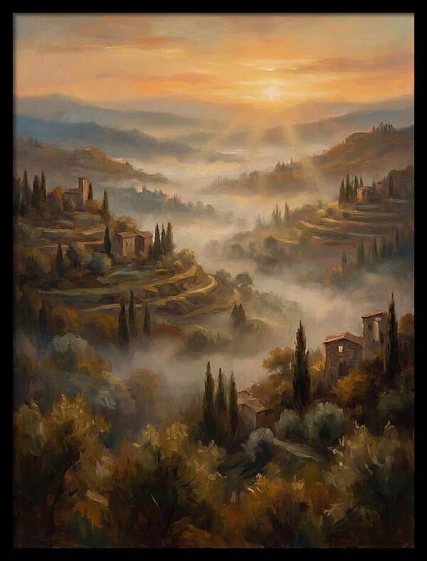 Misty Mediterranean Valley At Dawn