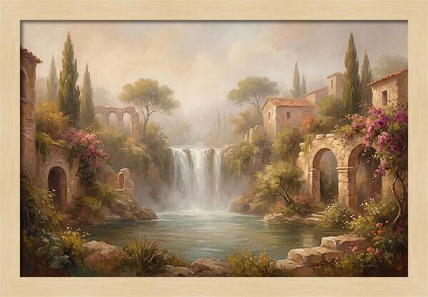 Misty Mediterranean Waterfall