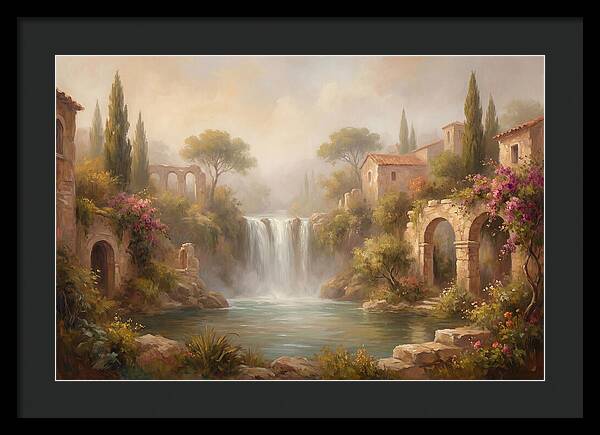 Misty Mediterranean Waterfall
