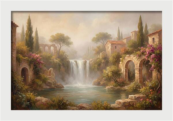 Misty Mediterranean Waterfall