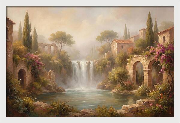 Misty Mediterranean Waterfall