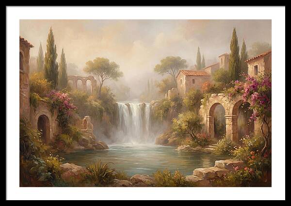 Misty Mediterranean Waterfall