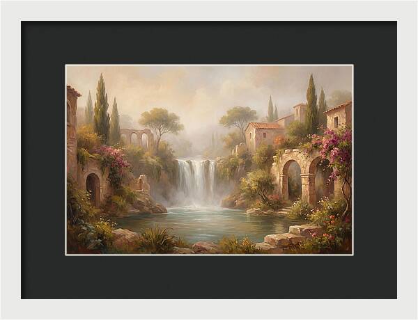 Misty Mediterranean Waterfall