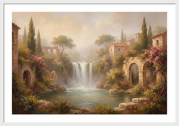 Misty Mediterranean Waterfall