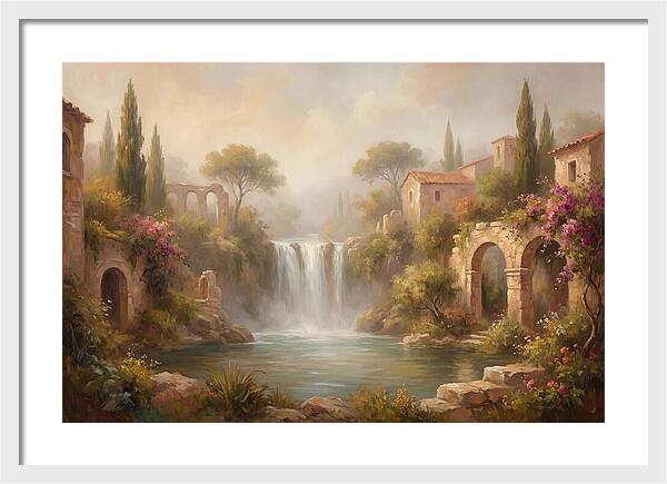 Misty Mediterranean Waterfall