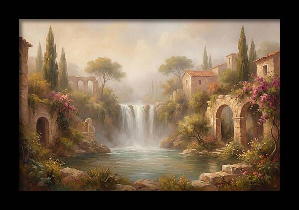 Misty Mediterranean Waterfall
