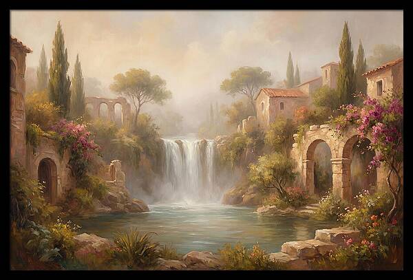 Misty Mediterranean Waterfall