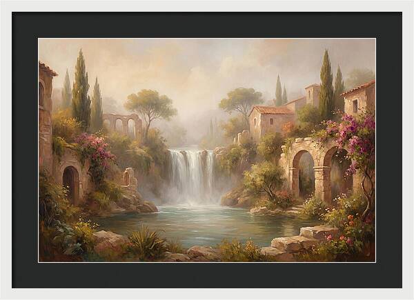 Misty Mediterranean Waterfall