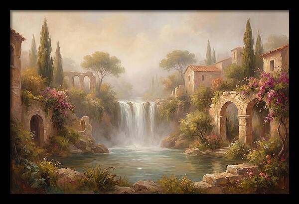 Misty Mediterranean Waterfall