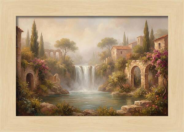 Misty Mediterranean Waterfall