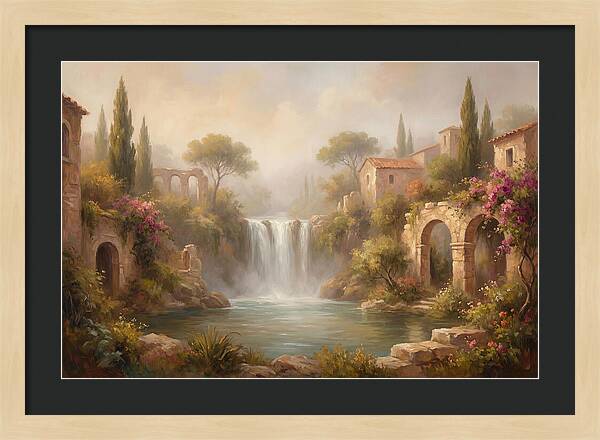 Misty Mediterranean Waterfall