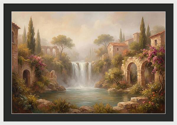 Misty Mediterranean Waterfall