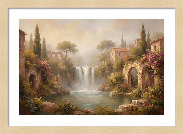 Misty Mediterranean Waterfall