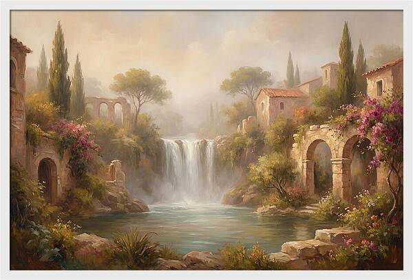 Misty Mediterranean Waterfall