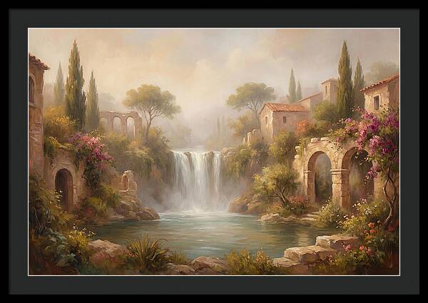 Misty Mediterranean Waterfall