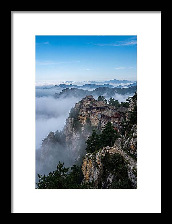 Misty Mountain Temple Perched On Cliff