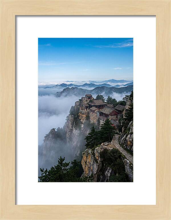 Misty Mountain Temple Perched On Cliff