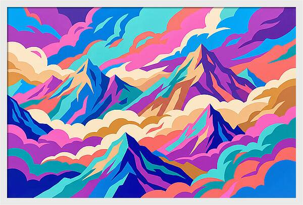 Misty Mountains In Vibrant Hues