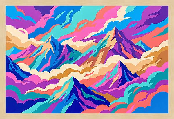 Misty Mountains In Vibrant Hues