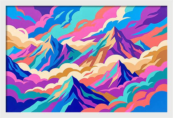 Misty Mountains In Vibrant Hues