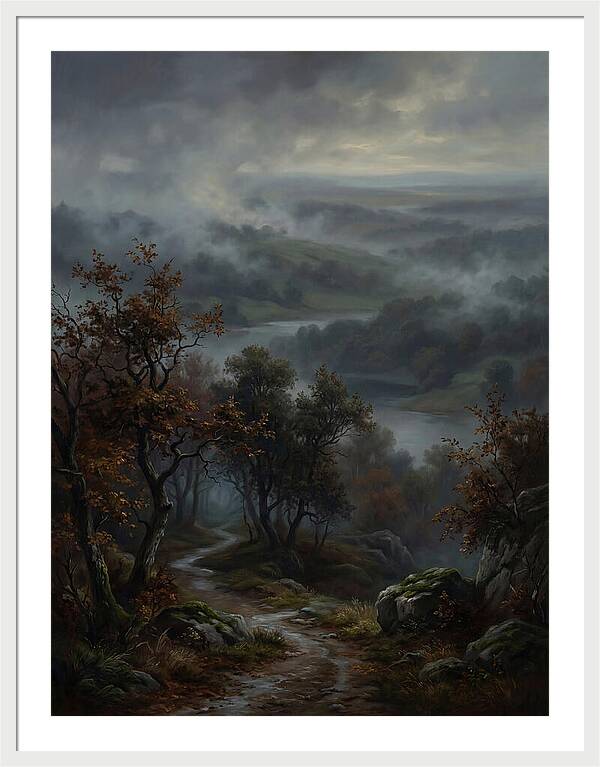 Misty River Valley Landscape