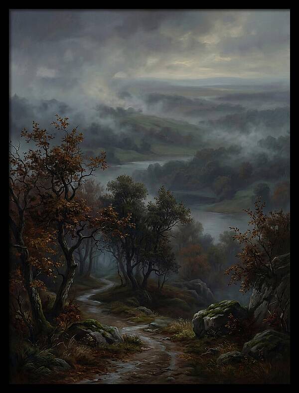 Misty River Valley Landscape