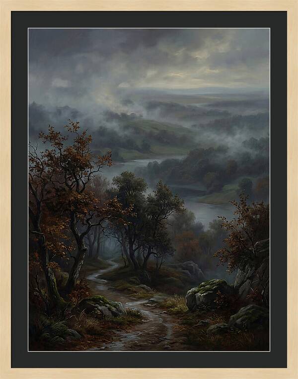 Misty River Valley Landscape