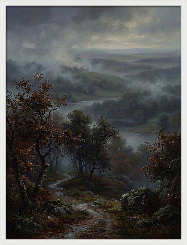 Misty River Valley Landscape