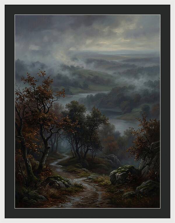 Misty River Valley Landscape