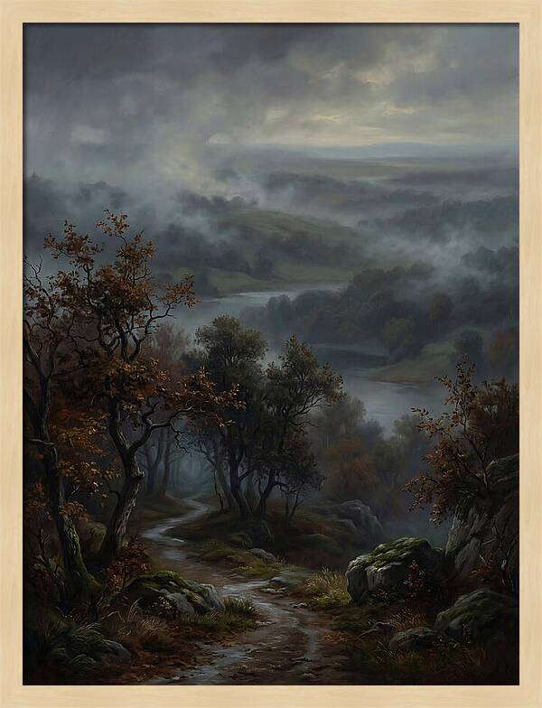 Misty River Valley Landscape