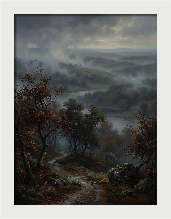 Misty River Valley Landscape