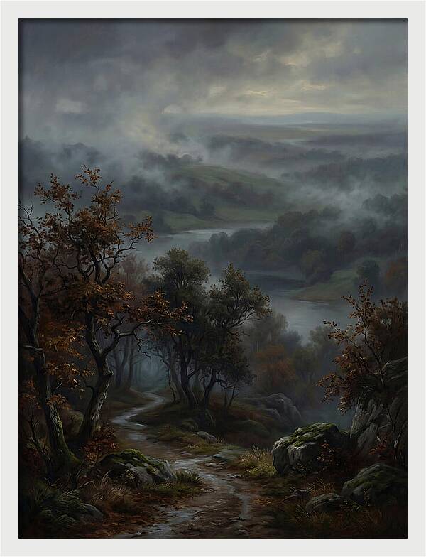 Misty River Valley Landscape
