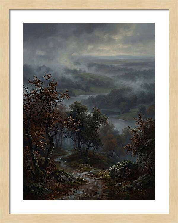 Misty River Valley Landscape