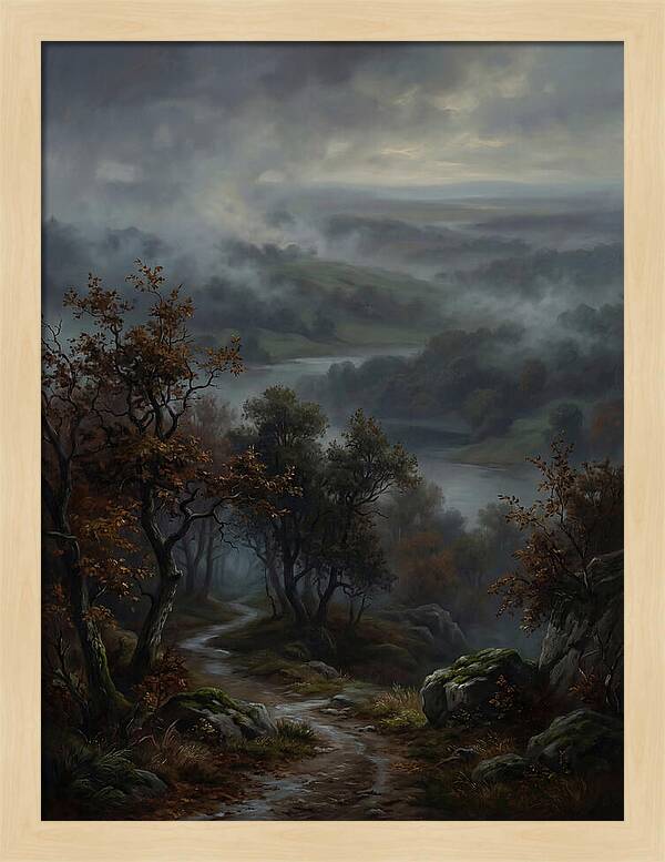Misty River Valley Landscape