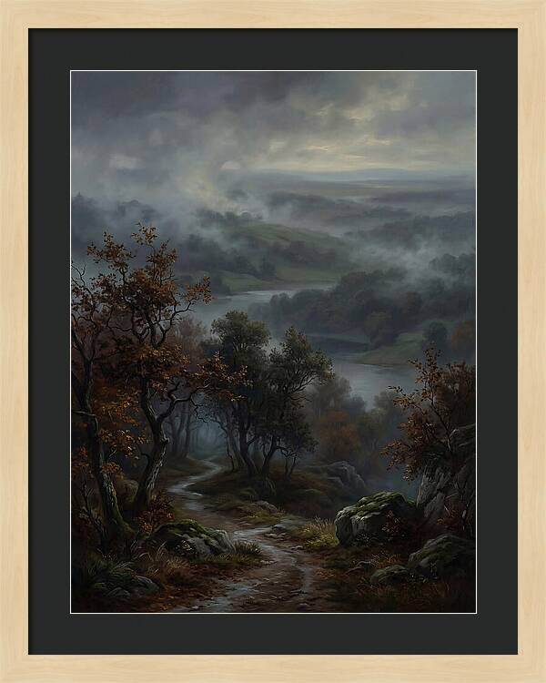 Misty River Valley Landscape