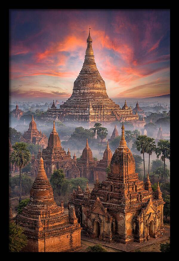 Misty Sunrise Over Bagan Temples