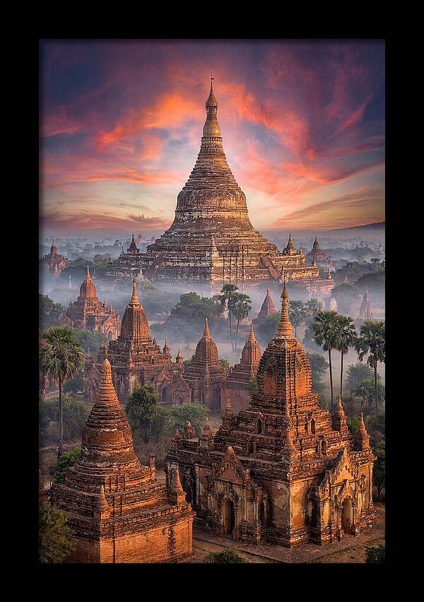 Misty Sunrise Over Bagan Temples