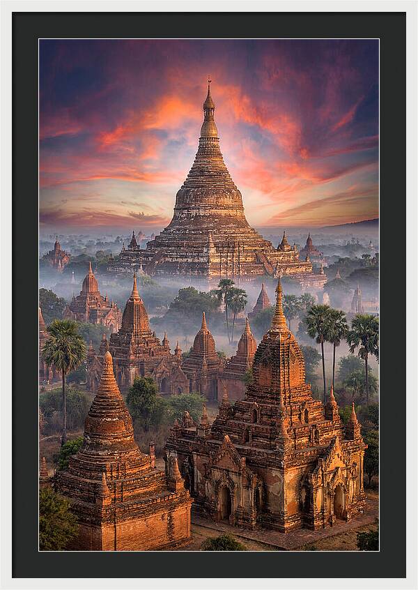 Misty Sunrise Over Bagan Temples